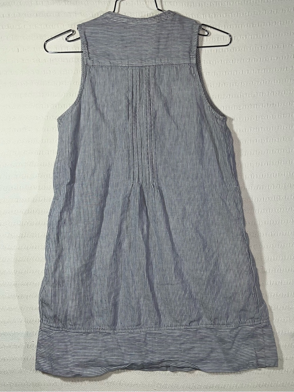 Faherty Isha 100% Linen Dress Womens S Pintuck Striped Sleeveless Pockets - Picture 3 of 7